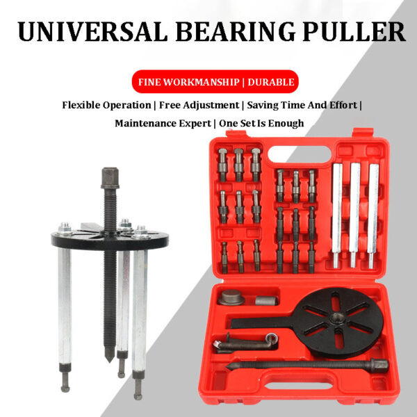 主图-01 Universal bearing removal puller,21 in1 Bearing Puller Kit, Bearing Removal Tool, Bearing Separator Set, Bearing Disassembly Gear Puller w/ 3-jaw Hooks and 6 Sizes Red Steel Inner Hole Extractor